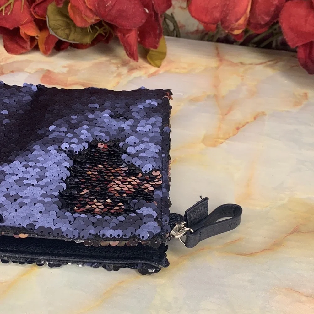 Sequined Color Changing Blue and Silver Cosmetic Bag
